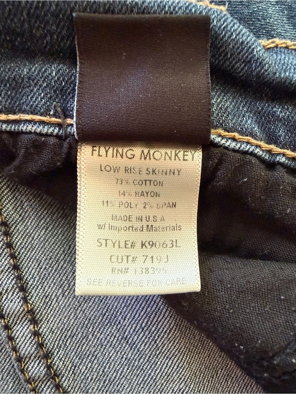 Flying Monkey Low Rise Skinny Blue Jeans Size 30 Made in USA Y2K Stretch Denim - Picture 15 of 15
